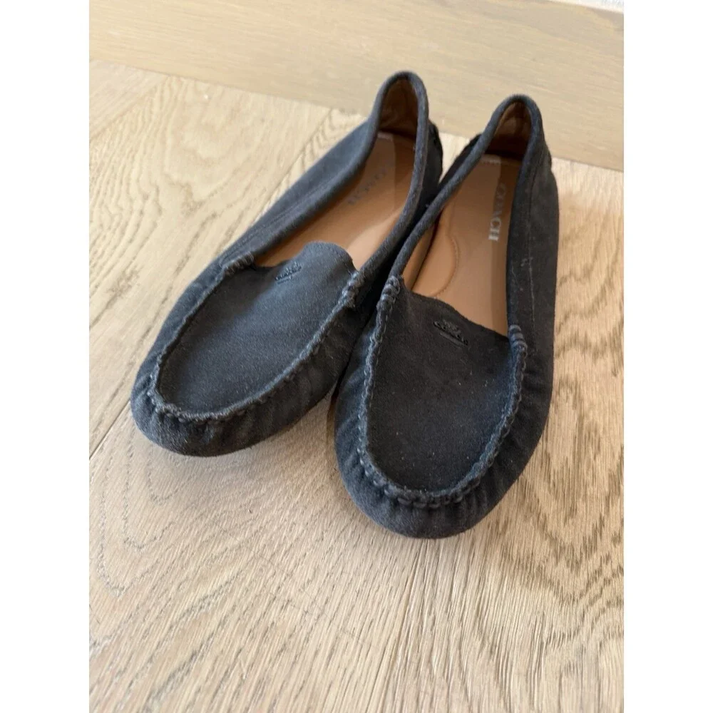 Coach Dark Brown Suede Driving Moccasins Slip On Shoes Flats Women’s Size 10